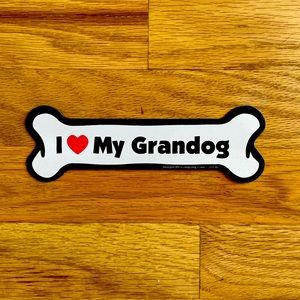 “I ❤️ My Grandog” Magnet. White With Black Lettering. 7” x 2.7”.